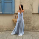 Women's Sexy Maxi Dress Elegant Deep V-Neck Ruched Backless