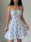 Women's Short Dress Summer Spaghetti Strap Elegant Floral Print