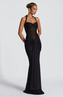 Women's Sexy Maxi Dress Elegant Backless Halter Off Shoulder Party