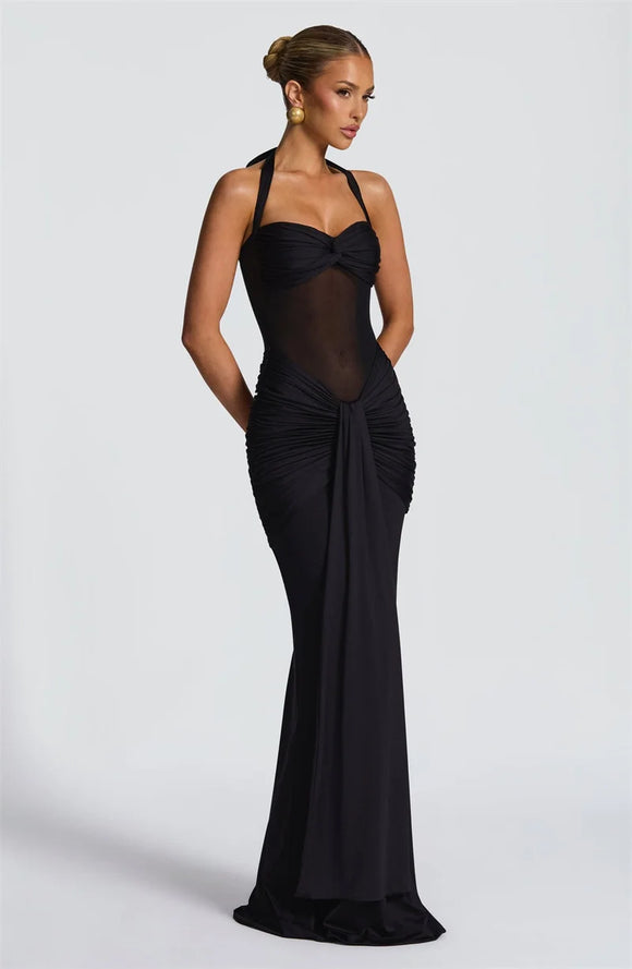 Women's Sexy Maxi Dress Elegant Backless Halter Off Shoulder Party