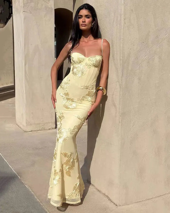 Women's Mermaid Sexy Maxi Dress Elegant Backless Corset Straps