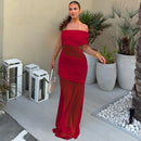 Women's Sexy Long Dress Elegant Off Shoulder Mesh Backless Party