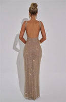 Women's Sexy Long Dress Backless Sequin Sleeveless Elegant Gown-37