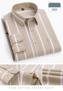 Men's Shirt 100% Cotton Elegant Formal Striped Slim Fit Long Sleeve