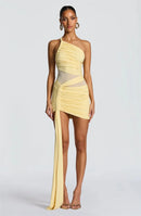 Women's Short Dress Off Shoulder Backless Elegant Ruched Mesh-12