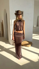 Sexy Knit Sets Backless Wrap Lace-Up Top Chic Elegant Cover-Ups For Women-12