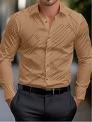 Men's Shirt Elegant Striped Casual Soft Lapel Plus Size Office Top