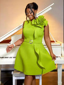 Robe mi-longue sexy grande taille élégante sans manches -6