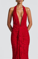 Women’s Dress Elegant Maxi Deep V Neck Backless Sleeveless Draped Ruched-18