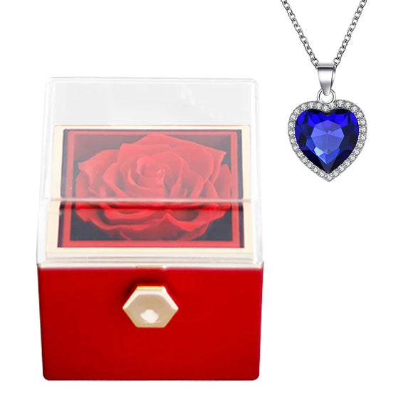 For Girlfriend Rotating Eternal Rose Necklace Gift Box Jewelry With Flower