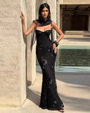 Women's Mermaid Sexy Maxi Dress Elegant Backless Corset Straps
