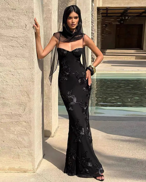 Women's Mermaid Sexy Maxi Dress Elegant Backless Corset Straps