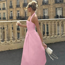 Women's Sexy Midi Dress Halter Backless Solid Sleeveless A-Line