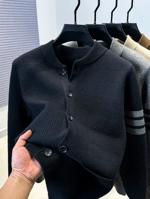 Men’s Premium Knitted Cardigan Long Sleeve Baseball Collar Casual Sweater