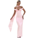 Women's Sexy Maxi Dress Elegant Off Shoulder Backless Patchwork-13