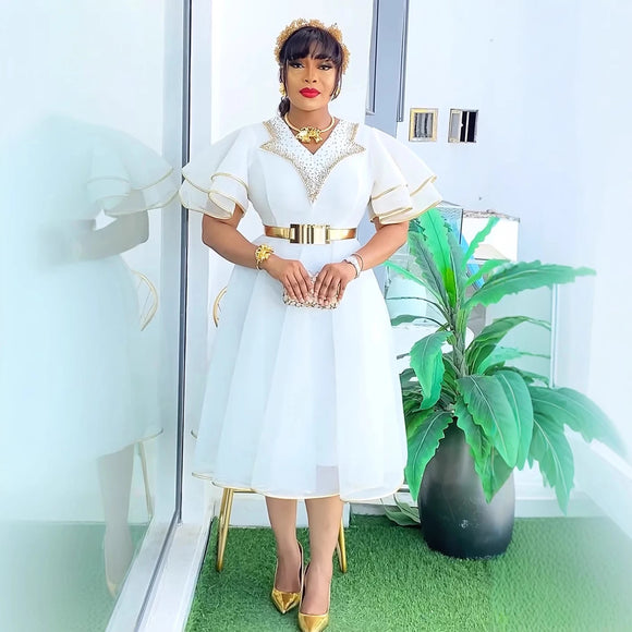 Women's Sexy Midi Dress Elegant Plus Size Dashiki Style Party Wear