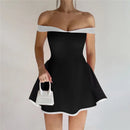 Women's Mini Dress Elegant Strapless Off Shoulder Backless Patchwork