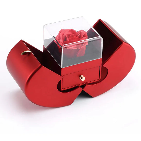 To My Love Red Apple Jewelry Box Necklace Eternal Rose Gift