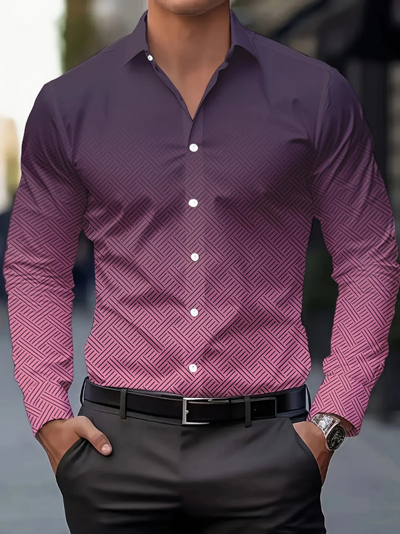 Men's Shirt Elegant Striped Casual Soft Lapel Plus Size Office Top