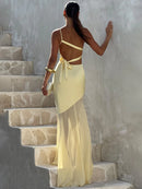 Women's Sexy Maxi Dress One-Shoulder Backless Elegant Sleeveless