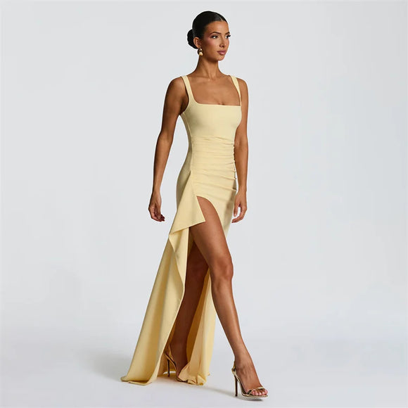 Women's Long Dress Sexy Elegant Spaghetti Straps Backless Split