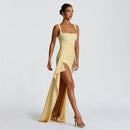Women's Long Dress Sexy Elegant Spaghetti Straps Backless Split-8