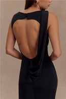 Women's Sexy Long Dress Elegant Ruched Backless Bodycon with High Slit-20