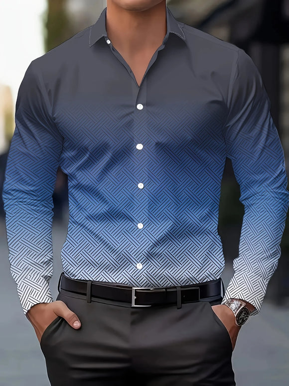 Men's Shirt Elegant Striped Casual Soft Lapel Plus Size Office Top