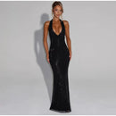 Women's Sexy Long Dress Sequin Elegant  Backless Sleeveless