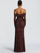 Women’s Sexy Dress Elegant Off Shoulder Lace See Through Backless