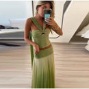 Conjunto sexy de top falda larga elegante chic traje de verano para mujer-10