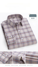 Men's Shirt 100% Cotton Elegant Formal Striped Slim Fit Long Sleeve