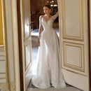 Women’s Mermaid Wedding Dress Elegant Luxury Long Sleeve Tulle Backless Gown