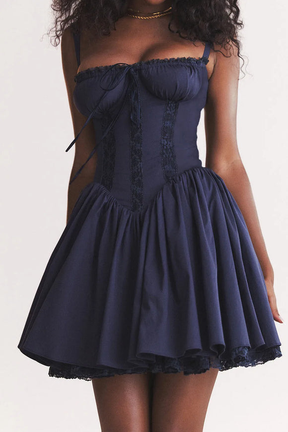 Women's Sexy Short Dress Elegant Backless Elegant Lace Pleated