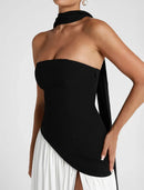 Women's Sexy Maxi Dress Elegant Strapless Backless High Slit Evening Gown