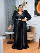 Women's Sexy Maxi Dress Plus Size Sequined Elegant Pleated Evening Gown