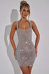 Women's Sexy Mini Dress Sequin Straps Backless Elegant Solid Color