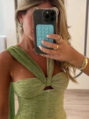 Conjunto sexy de top falda larga elegante chic traje de verano para mujer-5