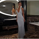 Women's Sexy Long Dress Sequin Elegant  Backless Sleeveless