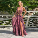 Indianna Women's Sexy Maxi Dress Halter Backless Elegant Slit Side-10