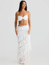 Women's Sexy Sets Two-Piece Lace Crop Top Long Elegant Skirt