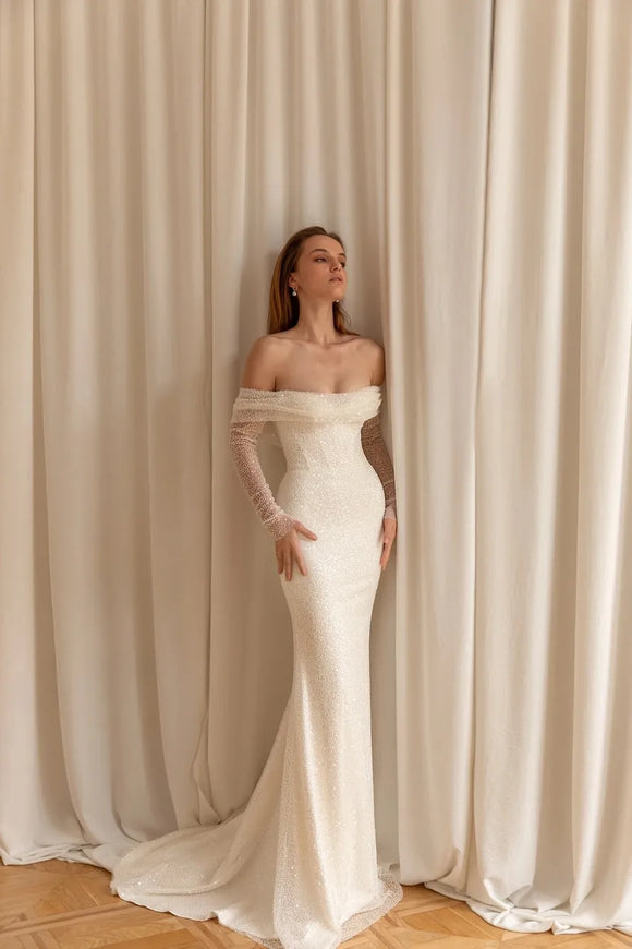 Diane Custom Made Mermaid Wedding Dress, Detachable Train & Sequins