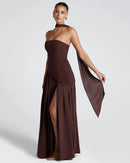 Women's Sexy Maxi Dress Elegant Strapless Backless High Slit Evening Gown-9