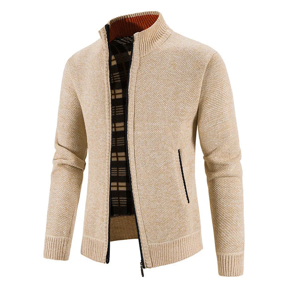 Men's Cardigan Large Size Stand Collar Warm Knit Sweater Coat Youth Wool