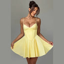 Women's Sexy Mini Dress Elegant Corset Strap Pleated Bodycon