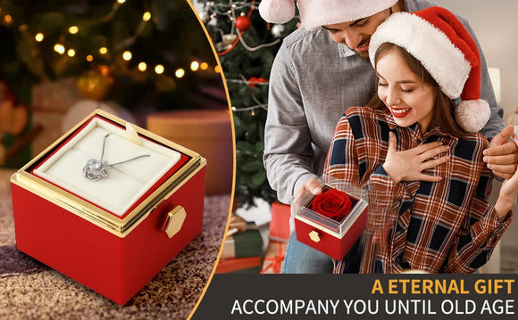 For Girlfriend Rotating Eternal Rose Necklace Gift Box Jewelry With Flower
