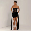 Women's Sexy Mini Dress Strapless Off Shoulder Backless Ruched Draped