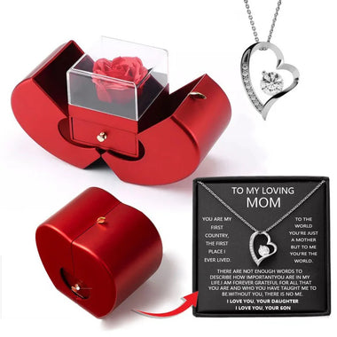 To My Love Eternal Rose Necklace Gift Red Apple Jewelry Box