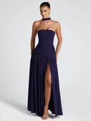 Sexy Maxi Dress Women Gown Strapless Elegant Off Shoulder Backless High Split