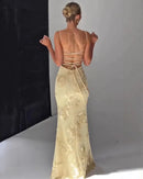 Women's Mermaid Sexy Maxi Dress Elegant Backless Corset Straps